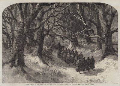 Nachtmars tijdens Kersttijd van de Rifle Volunteers, 1st Surrey Rifles door Harrison William Weir